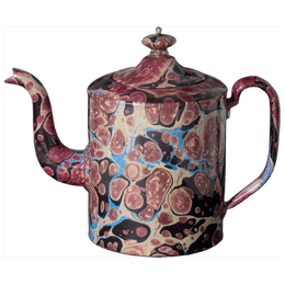 Black Blue & Red Marble Teapot- Large