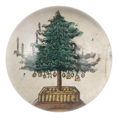 Holiday Tree handmade dome paperweight decoupage 