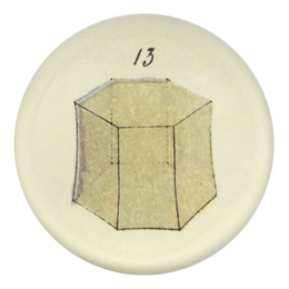 A handmade decoupage dome paperweight titled Green (13) Hexagonal Stone