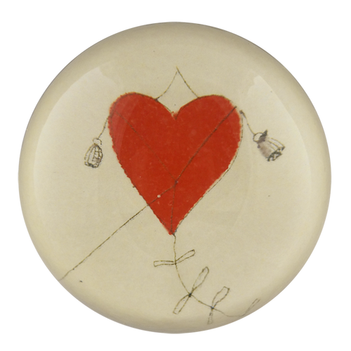 Red Heart Kite handmade decoupage dome paperweight