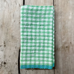 Gingham Tea Towel in Lime & Aqua