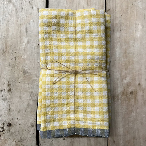 Set of 4 Gingham Napkins in Dijon & Grey