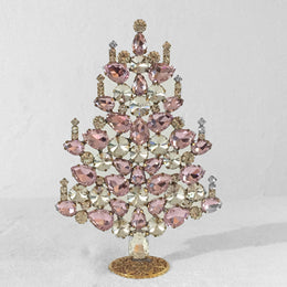 Nostalgic Glass Jeweled Tree in Rose & White