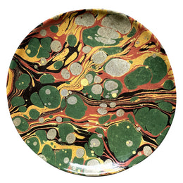Green Yellow & Red Marble Dinner Plate