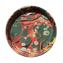 Green Yellow & Red Marble Small Rimmed Plate