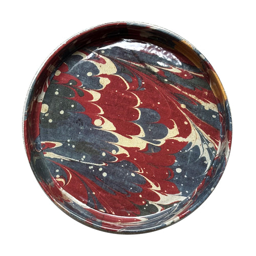Red, Blue & Yellow Marble Small Rimmed Plate