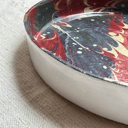 Red, Blue & Yellow Marble Small Rimmed Plate
