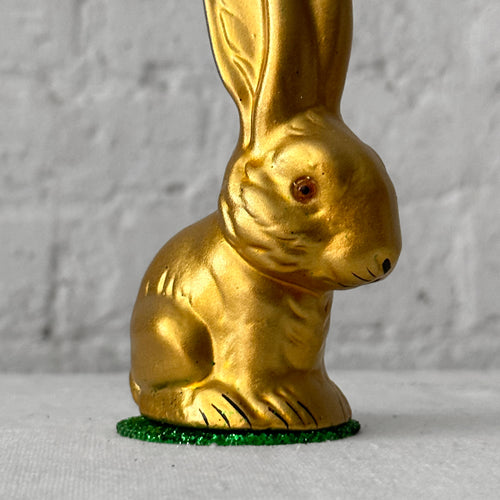 Papier Mâché Seated Gold Bunny with Long Ears