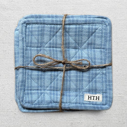  Home Quilted Coasters in Blue