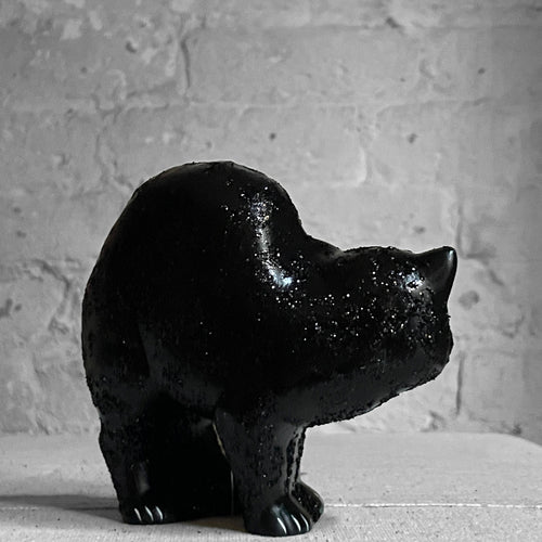 Black Arched Glitter Cat