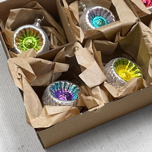 Set of 6 Colorful Small Reflector Ornaments