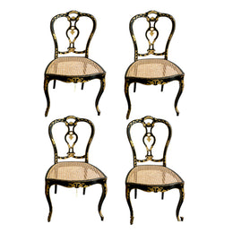 Set of 4 French Antique Louis XV Caned Dining Chairs