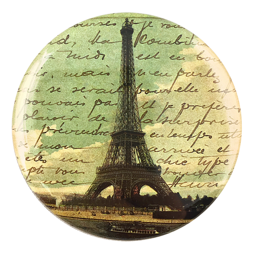 Paris Postcard handmade decoupage item available as a pocket mirror, magnet, button pin or bottle opener