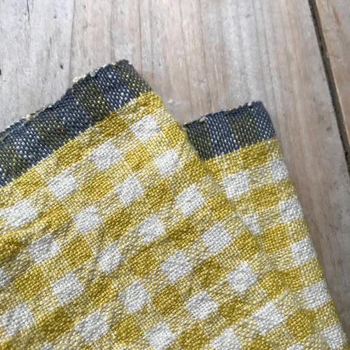Set of 4 Gingham Napkins in Dijon & Grey