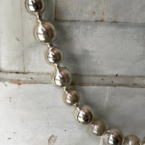 6' Bright Silver Pebbled Glass Ball Garland