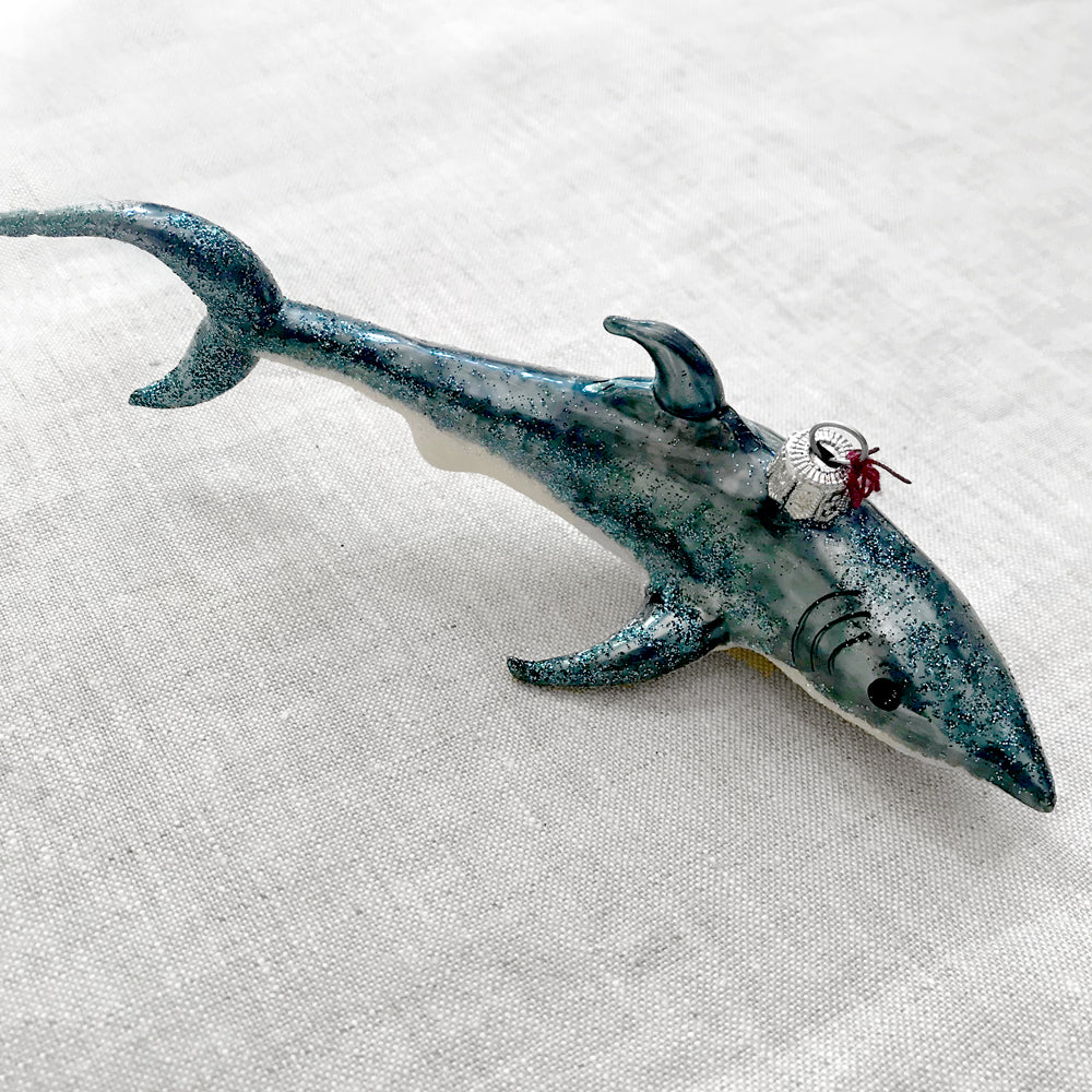 White & Blue Shark Ornament