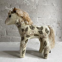 Moira II Silk Velvet Embroidered Horse in Ivory