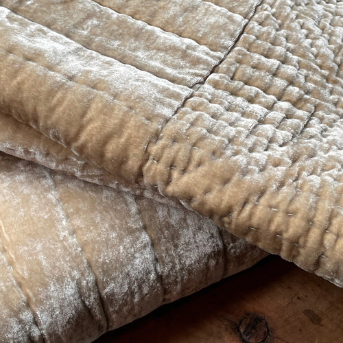 Silk Velvet King Quilt in Silver Green