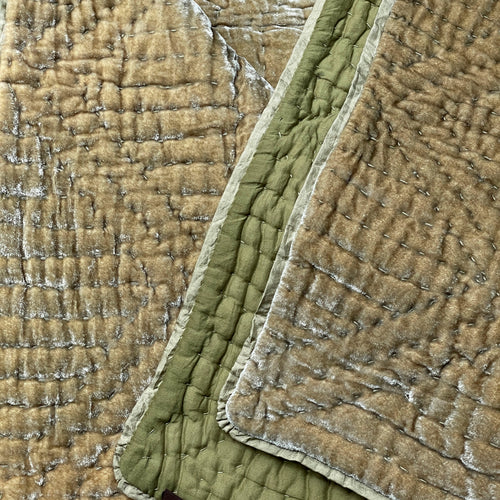 Silk Velvet King Quilt in Silver Green