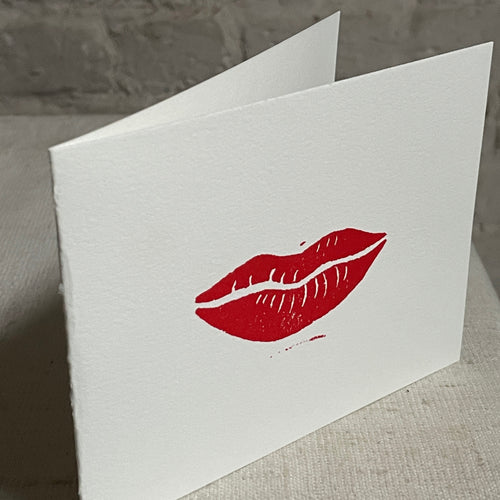 Block Printed Small Lips Folded Card