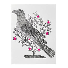 Block Printed Garden Bird Folded Card