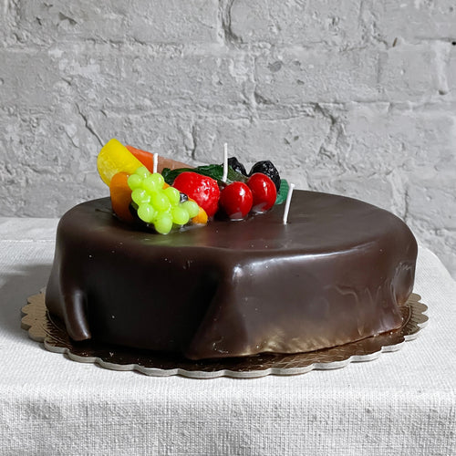 Sacher Frutta Chocolate Cake with Fruit Candle