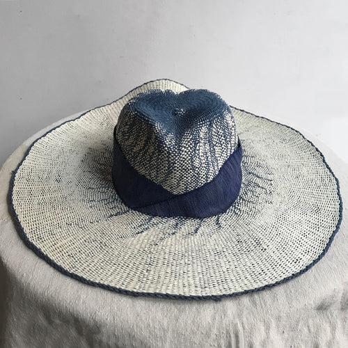 The Serenity Hat in Light Navy & White Ombre