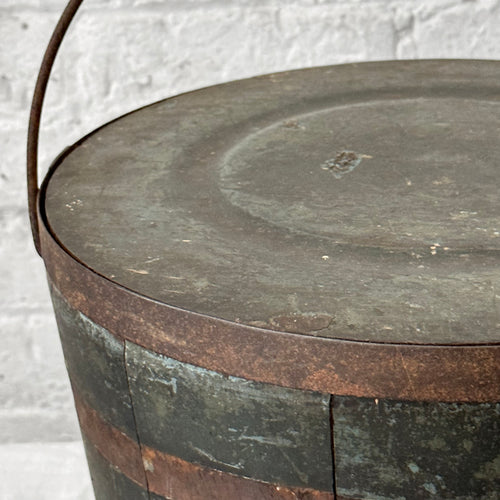 19th Century wood Shaker Bucket on table detail