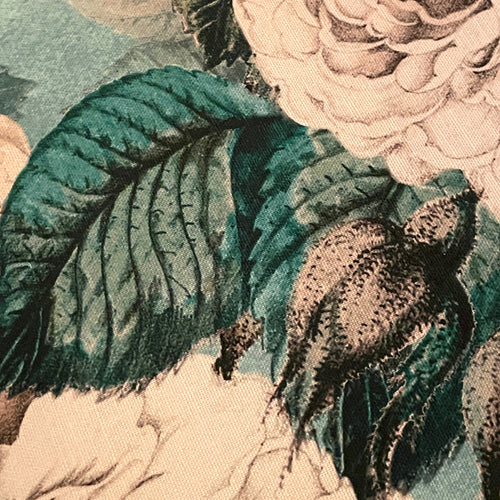 Custom Ottoman in John Derian for Designers Guild "The Rose Swedish Blue" Fabric