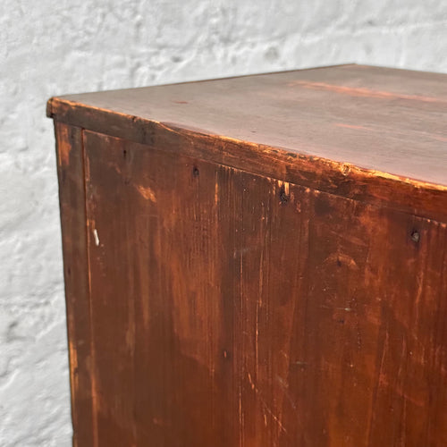 Antique Wood chest with small drawers detail