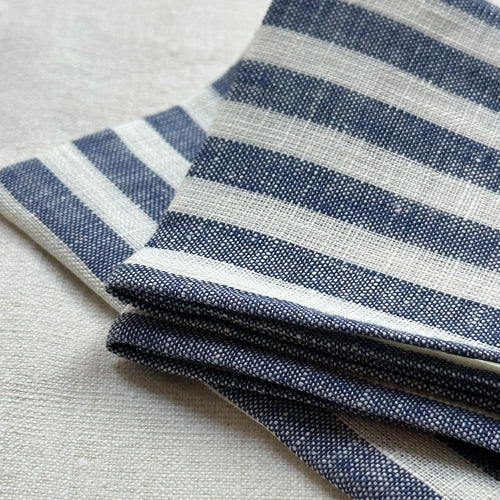 Fog Linen Kitchen Towel in Blue & White Stripe