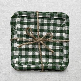 Set of 4 Heather Taylor Home Quilted Coasters in Hunter Gingham