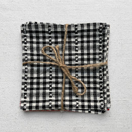 Set of 4 Heather Taylor Home Woven Cocktail Napkins in Black Soho