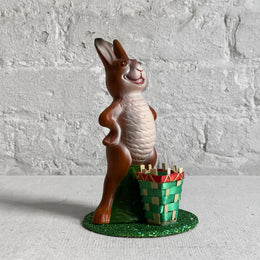Papier Mâché Upright Bunny with Green Basket