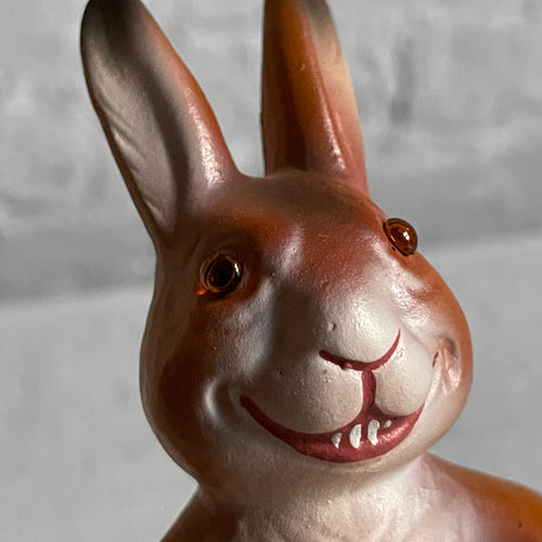 Papier Mâché Upright Bunny with Green Basket