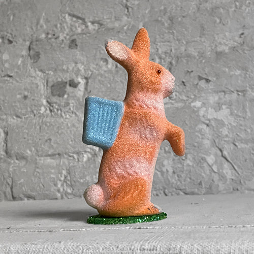Small Papier-Mâché Beaded Standing Glitter Bunny in Orange