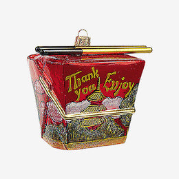 Chinese take Out Box in Red Ornament