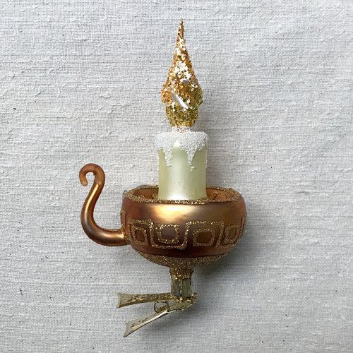 Gold Candle Holder Clip-On Ornament