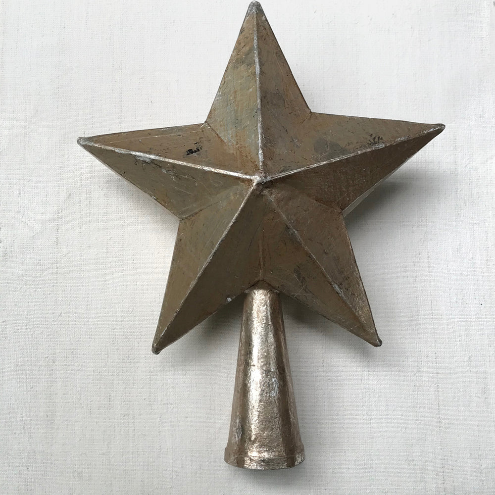 Large 5 Point Star Tree Topper in Antique Silver