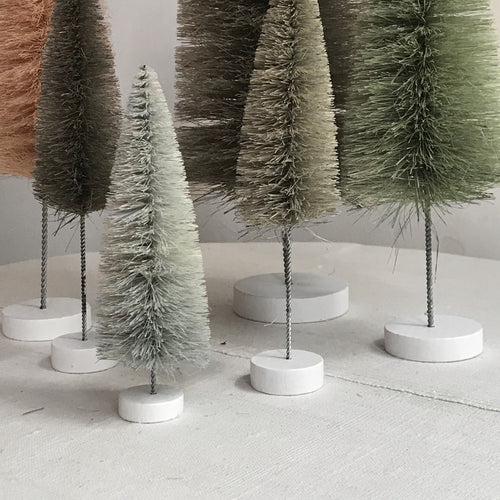 Set of 6 Rainbow Bottle Brush Trees in Grey