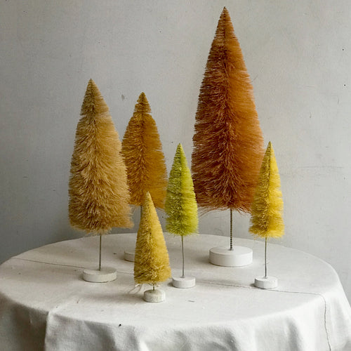 Set of 6 Rainbow Bottle Brush Trees in Yellow