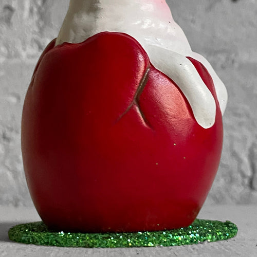 Papier Mâché White Bunny in Red Egg
