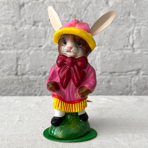 Papier Maché rabbit couple on table