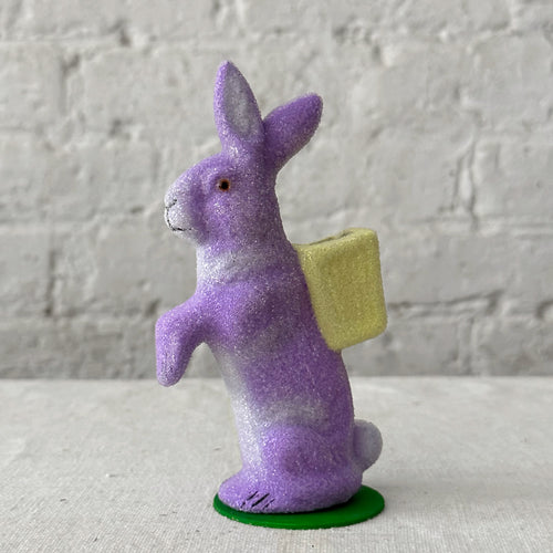 Small Papier-Mâché Beaded Standing Glitter Bunny in Light Purple