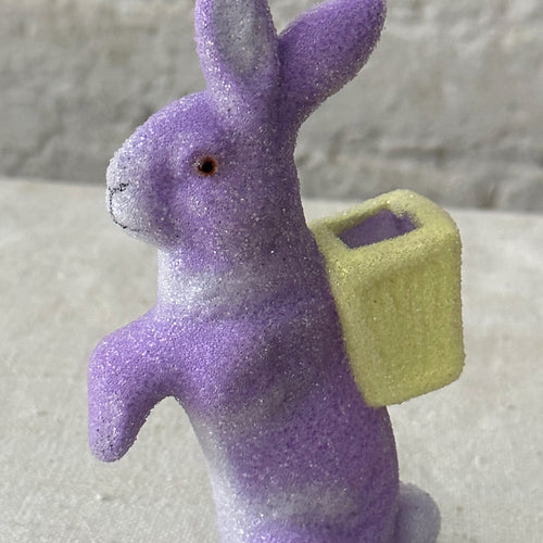 Small Papier-Mâché Beaded Standing Glitter Bunny in Light Purple