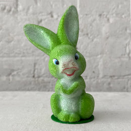 Papier Mâché Beaded Green Bunny on table