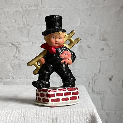 Papier Mâché Chimney Sweep with Piglet