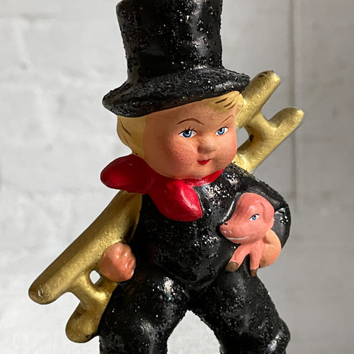 Papier Mâché Chimney Sweep with Piglet