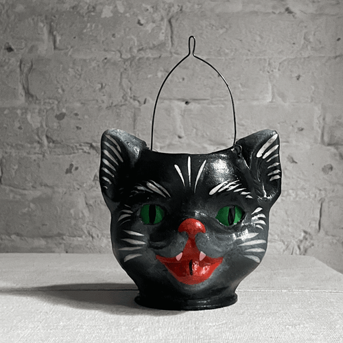 Papier-Mâché Cat Candy Bucket Lantern