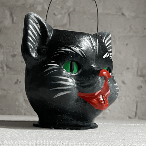 Papier-Mâché Cat Candy Bucket Lantern